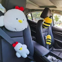 Seat Cushions Kawaii Car Neck Pillow Bee Headrest Pillows Cushion Chick Travel Seatbelt Protect Cute