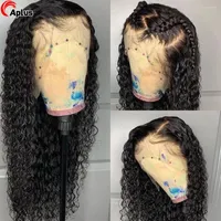 Brazilan Deep Wave Curly Frontal Lace Wig 30 Inches Front 13x4 Human Hair Wigs Preplucked Remy 180%