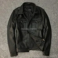Men's Leather & Faux Factory Genuine Jackets 100 Real Sheep Skin Coat Motorcycle Natural Outwear Short Men Suit Boy