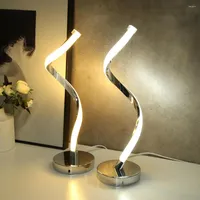Table Lamps Modern LED Spiral Light Desk Bedside Lamp Acrylic Metal Eye Protection Reading Learning White Warm Living Room Bedro