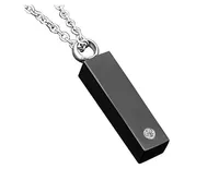 Pendant Necklaces Stainless Steel CZ Stone Inlay Square Women Men Urn Memorial Cremation Ashes Collar Locket Bone Ash Jewelry
