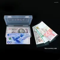 収納ボックス100pcs banknotesホルダーコインバッグプラスチックボックス8.5 17cm pvcページペーパーマネー保護バッグ透明ポータブル