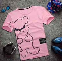 Herren-T-Shirts Tops Plus Size Pink Oversize 2xL-8xl Baumwoll-T-Shirts Kurzärmler T-Shirt Büste 155 cm Cartoon Chinesischer Stil