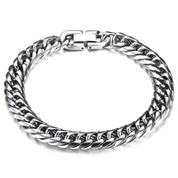 silver bracelets mens stainless steel chain on hand for man charm cuban link chains bracelet man accessories gifts for men punk236w