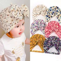 Baby Turban Bow Hats for Girls Infant Head Wrap Soft Knotting Printing Cap for Toddler Kids