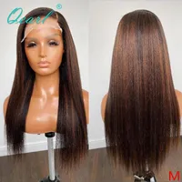 Silky Straight Human Hair Lace Front Wig 1b 30 Ombre Highlights Color 13x4 13x6 Wigs Remy 150% Preplucked Qearl