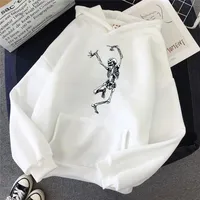 Men&#039;s Hoodies & Sweatshirts Skeleton Tanzen Harajuku Stil Frauen Mit Kapuze Einfache Freizeit Unisex Paar Sweatshirt Baumwolle Breite Taille