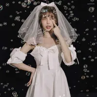 Headpieces Certificate Veil Bridal Headdress Sen System Net Celebrity Po Double-layer Simple Travel Wedding Dress