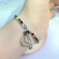Link Bracelets Chain Bohemian For Girls Women Boho Rainbow 3mm Zirconia Adjustable Bangle Jewelry Wholesale Christmas Gifts H039Link