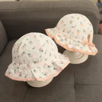 Hats Summer Baby Sun Floral Print Girls Bucket Hat Kids Toddler Outdoor Protection Visor Beach Cap
