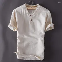 Men's T Shirts 2023 Summer Loose Cotton Linen T-shirt Men Short Sleeve Casual Vintage Camiseta De Los Hombres