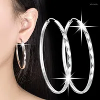 Hoop Earrings Real 925 Sterling Silver Earring Fashion Simple Korean For Women Charming Chic Party Fine Jewelry DD455