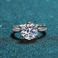 Cluster Rings Inbeaut Quality 925 Silver Excellent Cut 3 Ct Round Pass Diamond Test D Color Moissanite Ring For Women Engagement Jewelry