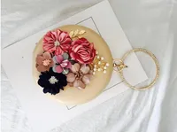 Evening Bags 2023Handmade Flowers Clutch Brand Mini Round Wallets Wedding Dinner With Chain