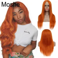 MOSHE #350 Ginger Lace Przodna peruka ludzka włosy 10-30 cala prosta HD przezroczyste peruki czołowe 13 1 Remy