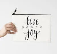 Cosmetische tassen Joy Love Peace Make Up Bag Canvas Christmas Tree for Friends Gifts Merry Makeup M