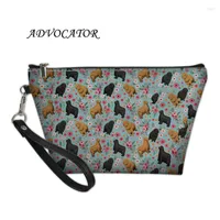 コスメティックバッグの女性バッグ素敵な犬と花柄のパターンメイクアップケース