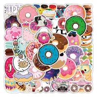 50Pcs Set Sweet Doughnuts Waterproof Removable Pvc Stickers for Scrapbook Wall Laptop Phonecase