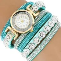 Wristwatches Leather Fashion Pu Bracelet Watch Luxury Women Rhinestone Wrist Casual Quartz Watches Relogio Feminino A744