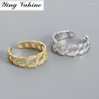 Cluster Rings Ying Vahine 925 Sterling Silver Fashion Style Sparkling Zircon Chain Design Ring For Women Jewelry