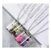 Pendant Necklaces Fashion Jewelry Bottle Necklace Glass Dry Flower Slide Drop Delivery Pendants Dhl0K