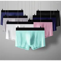 Underpants 7 Pcs Lot Men's Underwear Icy Silk Is Cool And Comfortable Knife Deer Feet Are Solid Color Good Cotton Fiber