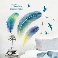 Wall Stickers Build Creative Feather Bedroom Bedside Sticker Living Room Sofa Background Paste Decoration Supplies