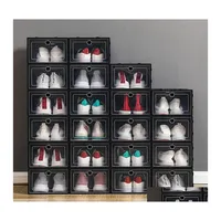 Caixas de armazenamento caixas de sapatos de sapatos transparentes organizadores espessados ​​espessados ​​à prova de poeira combinada de vendas de gabinete combinada entrega dhn9b