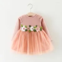 Girl Dresses Baby Girls Cute Children Wedding Dress Fantasy Princess Lace Long Sleeve With Flower First Birthday For