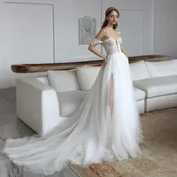 Wedding Dress Other Dresses Sexy Sweetheart Tulle 2023 Boho Slit Off-the-shoulder Applique Bridal With Backless