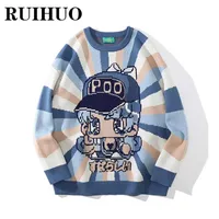 Męskie swetry Ruihuo Kawaii Sweater Men Ubrania Hip Hop Streetwear Long Rleeve Pull Harajuku 2xl 2023 Autumn Winter Loss