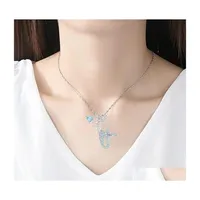 Pendant Necklaces Mermaid Pendants Necklace Alloy Sier Plating Clavicar Chain Charms Women Rhinestone Fashion Jewelry White Blue 3 2 Dhywk