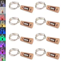 Strings 8Pcs 1M 2M Wine Bottle LED Cork String Light Colorful Battery Included Copper Wire Fairy Lights For Party Wedding Christmas Bar