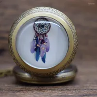 Pocket Watches DIY Glass Dreamnet Quartz Watch Retro Men Women Pendant Necklace Gift For Father Mother