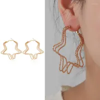 Hoop Earrings Fashion Star For Women Punk Gold Color Three-layers Hoops Earring Girls Ear Piercing Jewelry
