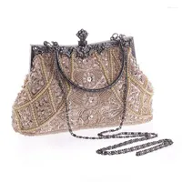 Evening Bags 2023 Luxury Handbags Female Retro Beads Sequins Gift Bag Wallet Wedding Party Banquet Handmade Beaded
