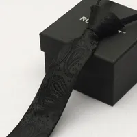 Bow Ties 2023 Brand High Quality Men's 5cm Slim Zipper Necktie Formal Business Suit Black Cashew Neck Tie For Men With Gift Box