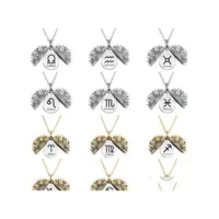 Pendant Necklaces Good Design 12 Zodias Sun Flower Necklace Stainless Steel Circle Card Special Shape Gold Sliver Color Fashion Twee Dhlhe