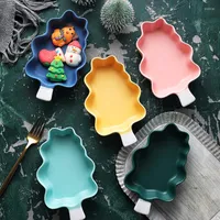 Bowls Nordic Decor Fashion Porcelain Christmas Tree Shape Tableware Fruit Salad Bowl Snack Microwave Baking Utensils