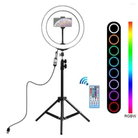 Flash Heads 10" RGB LED Ring Light Bluetooth Dimmable Selfie Lamp With 110cm Tripod Pography Camera For Tiktok Makeup Video Youtube