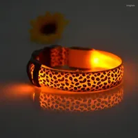 Dog Collars Pet Supplies Leopard Print Collar In A Variety Of Colors To Choose From LED Flash Belt Spotted Road Night Bright Col