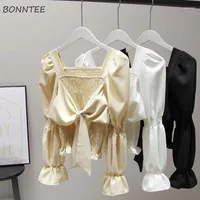 Women's Blouses Women Spring French Style College Elegant Street Wear Slim Leisure Fashion Cute 3 Colors Arrival Cosy Tops