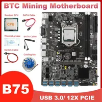 Motherboards B75 12USB BTC Miner Motherboard CPU Fan Thermal Grease Switch Cable 2XSATA LGA1155 DDR3 MSATA