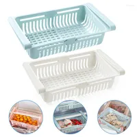 Opbergboxen 1/2 stks keukenorganisator rekbare koelkast rek voedselmanden koelkast container ruimte spaarder pull-out lade