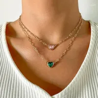 Chains IngeSight.Z Elegant Shiny Rhinestones Crystal Love Heart Pendant Necklaces Simple Minimalist Choker Women Neck JewelryChains Gord22