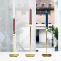 Candle Holders Eogoe 3Pcs Set Gold Silver Stick Holder Simple Golden Candlestick Wedding Decoration Bar Party Living Room Decor