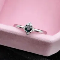 Cluster Rings Top Quality Classic 925 Sterling Silver Black Sapphire For Women Real Gemstone Wedding Jewelry Ring