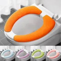 Toilet Seat Covers Universal Cover Soft WC Paste Sticky Pad Washable Bathroom Warmer Lid Cushion Solid Color