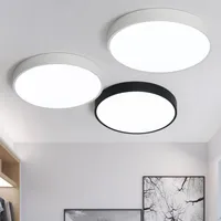 Ceiling Lights Creative Ultra-thin 5cm LED Round Light Dimmable Remote Control Lamp White Black For Bedroom Kitchen RestaurantCeiling