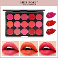 Lip Gloss MISS ROSE 15 Shades Velvet Lipstick Palette Waterproof Matte Hydrating Professional Make-up For Women